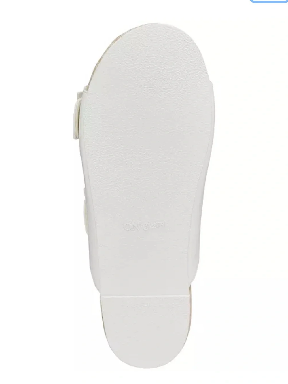 ON 34th Sz.8 Women White Double-Strap Espadrille Slide Sandals